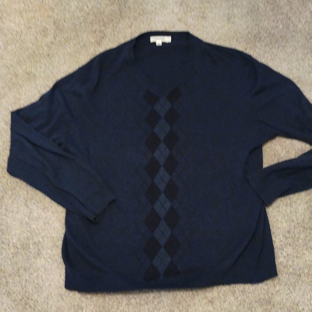 -Calvin Klein pima cotton argyle v neck sweater